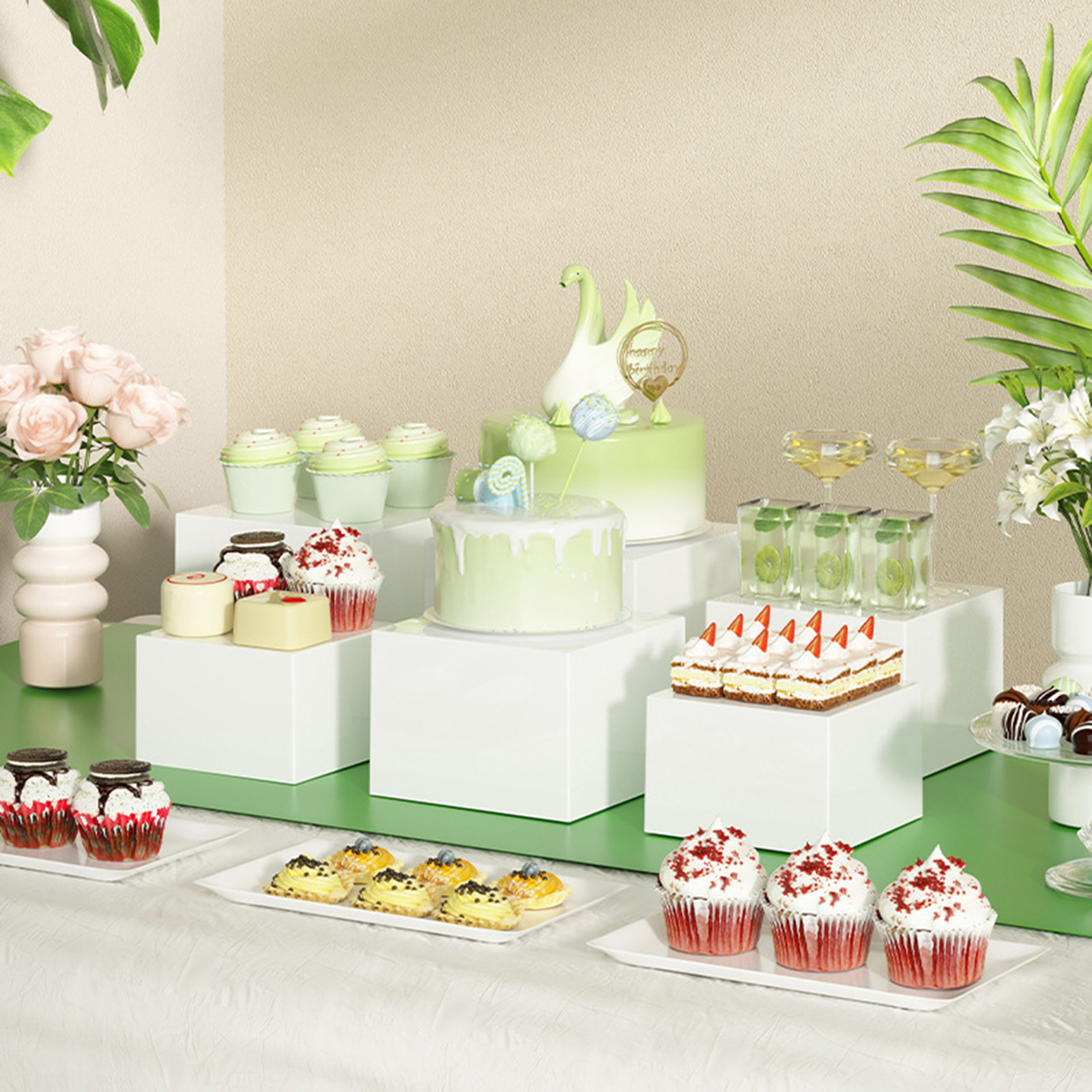 6x Acrylic Buffet Riser Desser - Display Risers Set ulasan dan harga