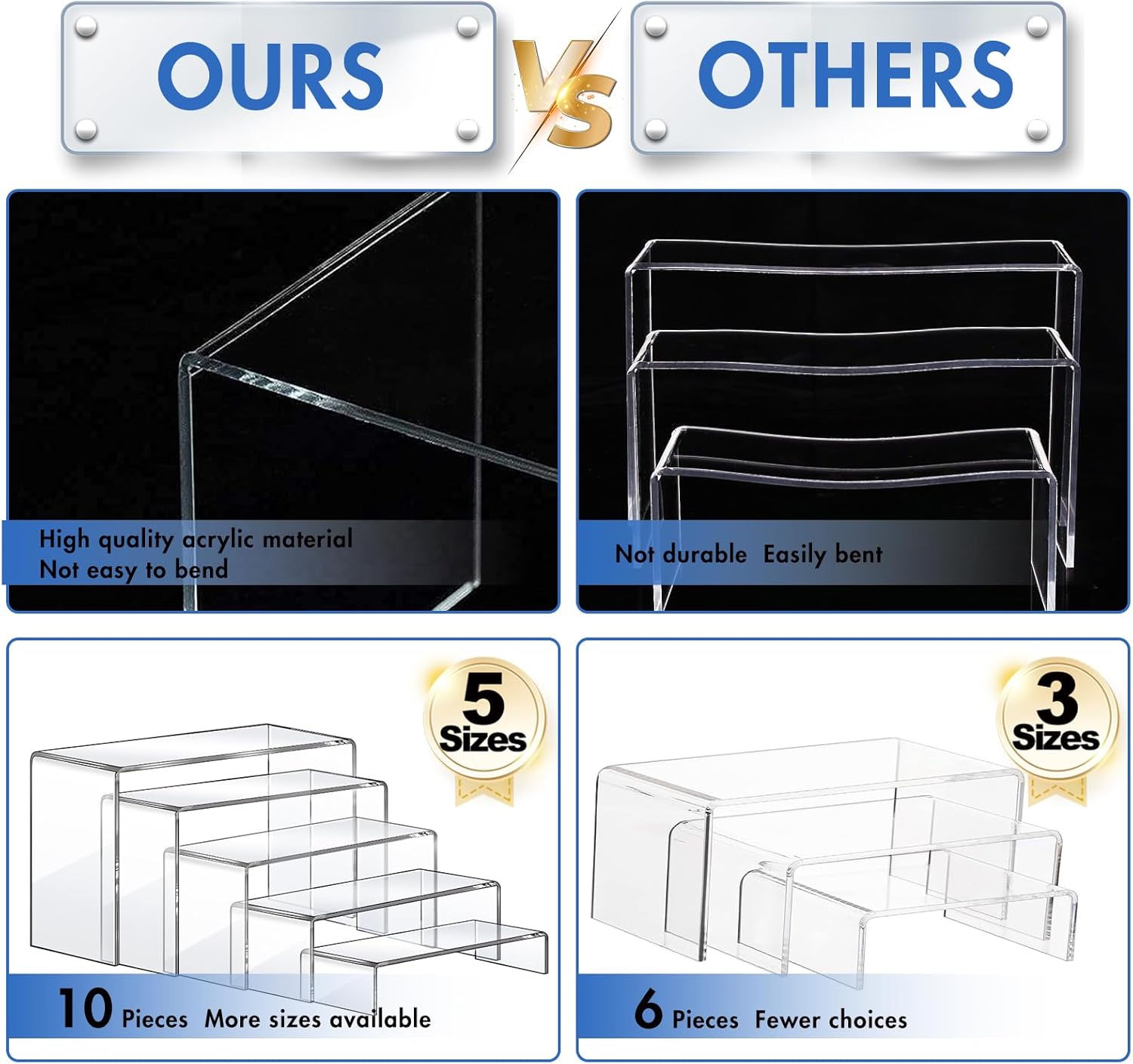 10 Pcs Acrylic Risers Set, 5 S - Display Risers Set ulasan dan harga